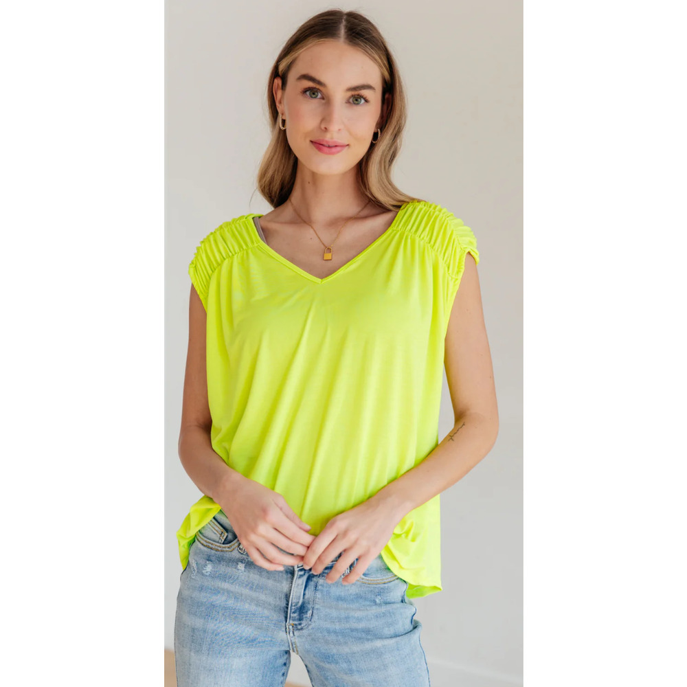 NWT Dear Scarlett womens sz Small Neon Green Wrinkle Free Easy Care Blouse